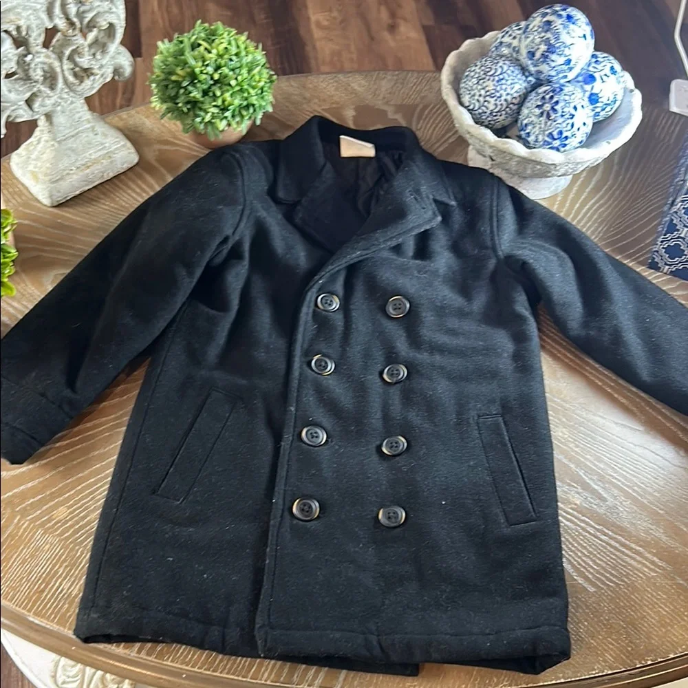 Little Boys Black Double-Breasted Winter Quilted Lined Coat